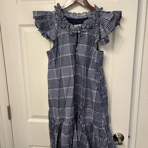 Never A Wallflower Rachel Dress| Size XS| Blue and White Ruffled Sundress *NWT*